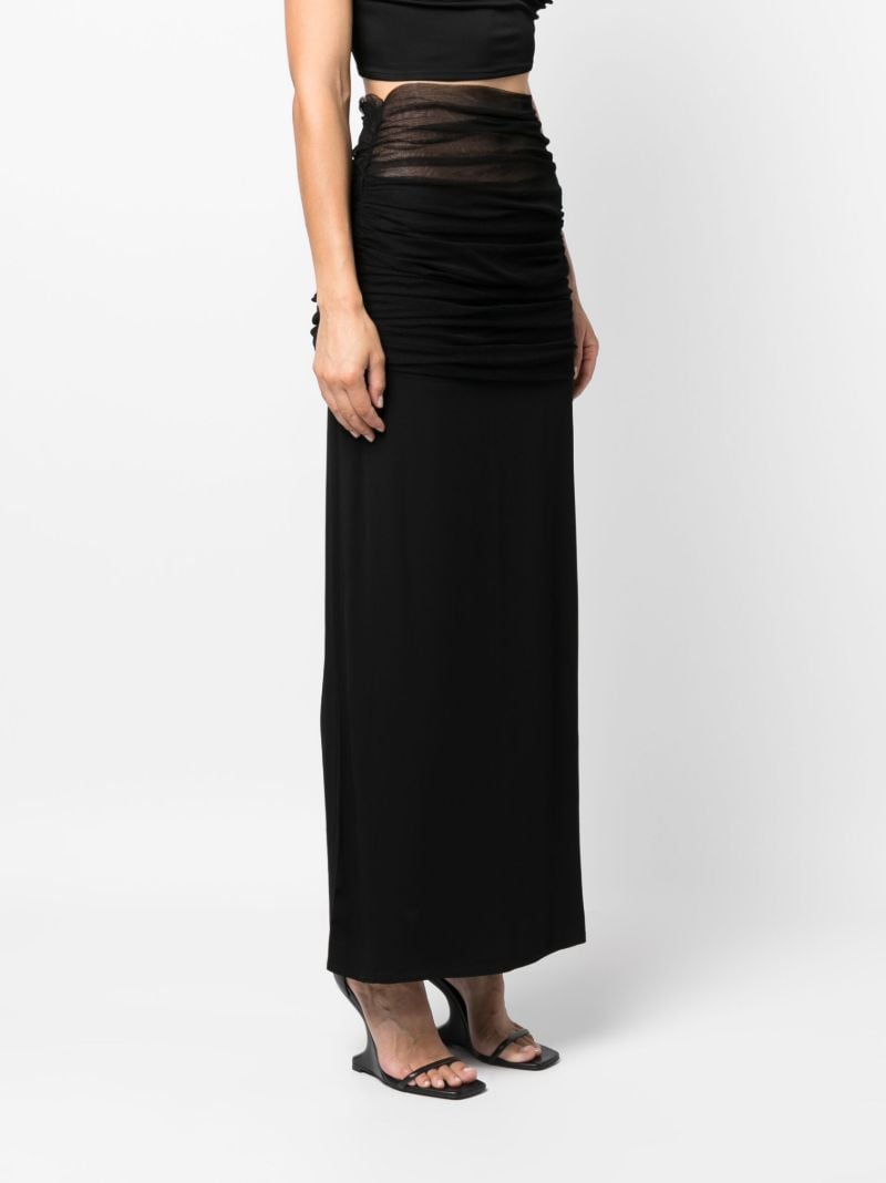 Black Tulle-overlay Maxi Skirt