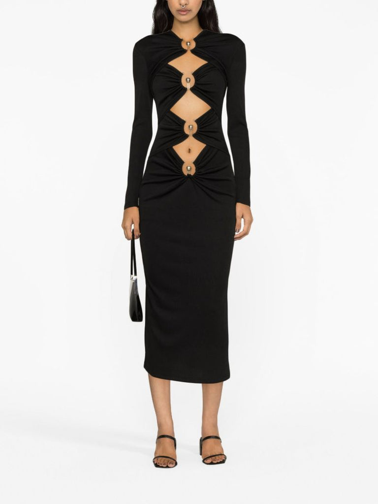 Black Orbit Cut-out Midi Dress