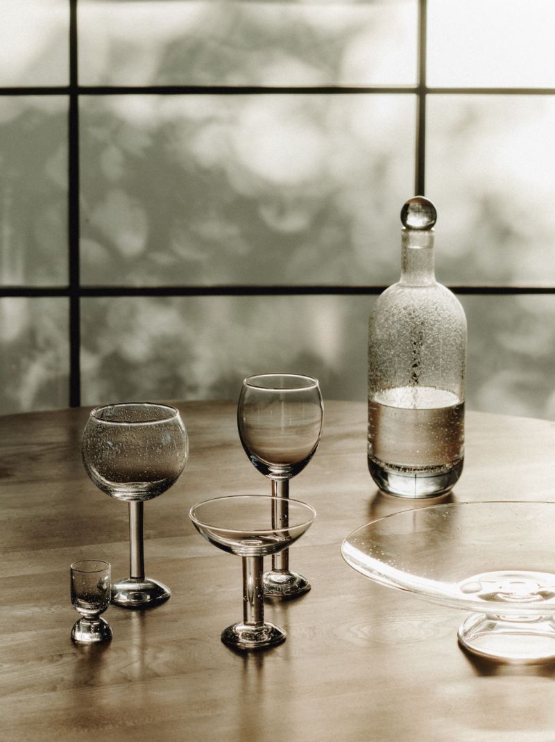 White Bubble Glass Tall Carafe