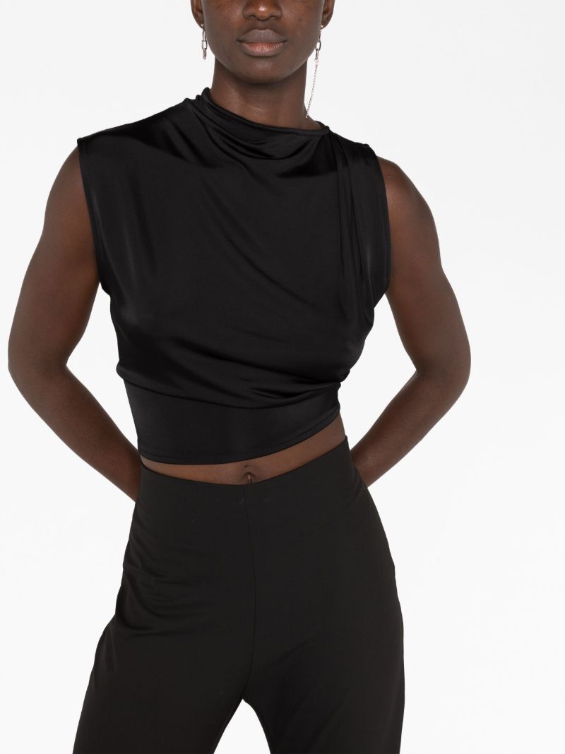 Black Asymmetric Sleeveless Cropped Top