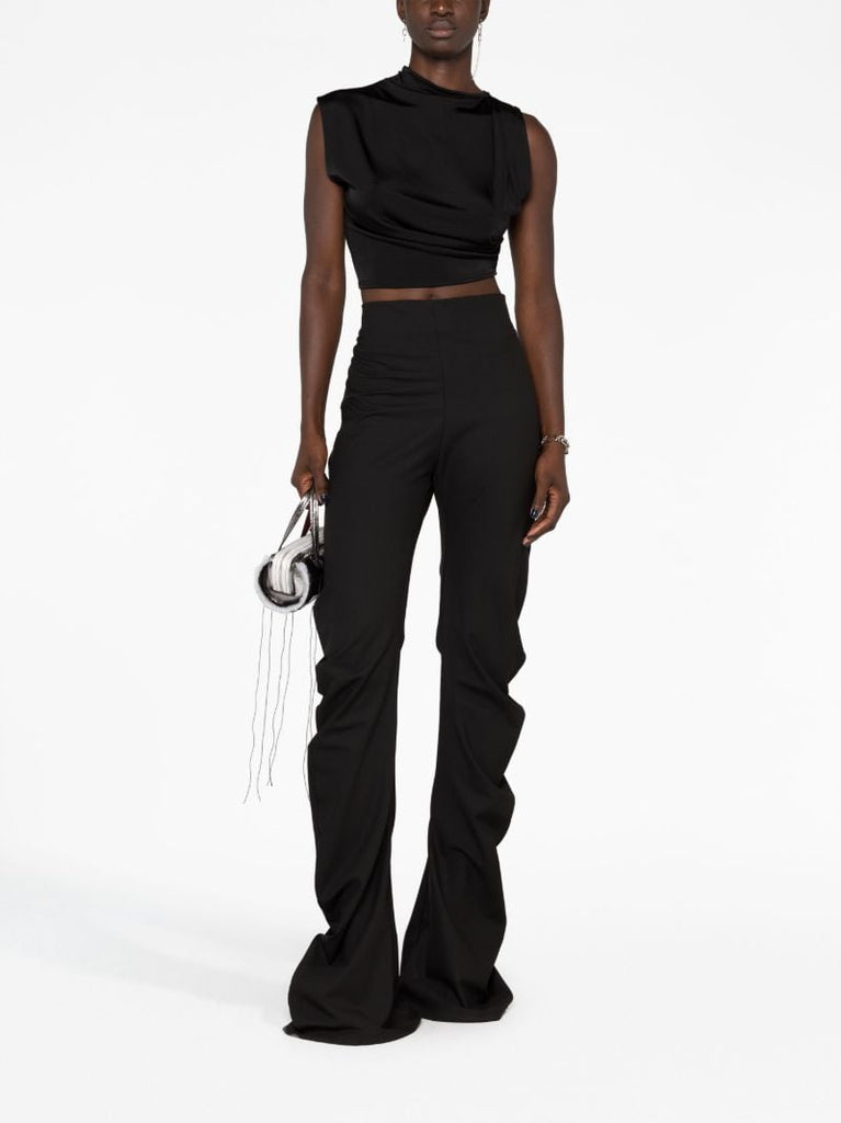 Black Asymmetric Sleeveless Cropped Top