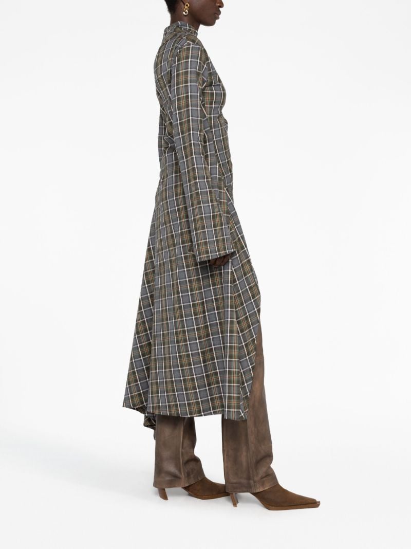 Grey Plaid-print Asymmetric Dress