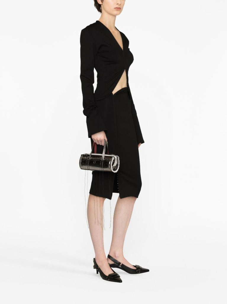 Black Hook and Eye Midi Skirt