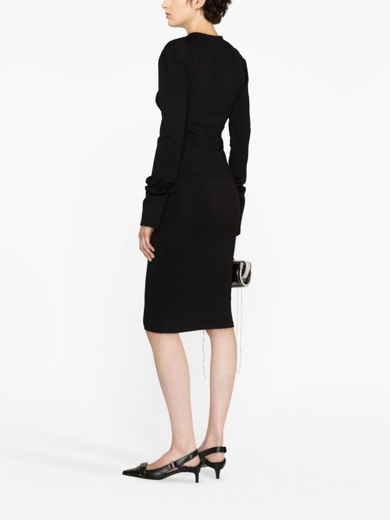 Black Hook and Eye Midi Skirt