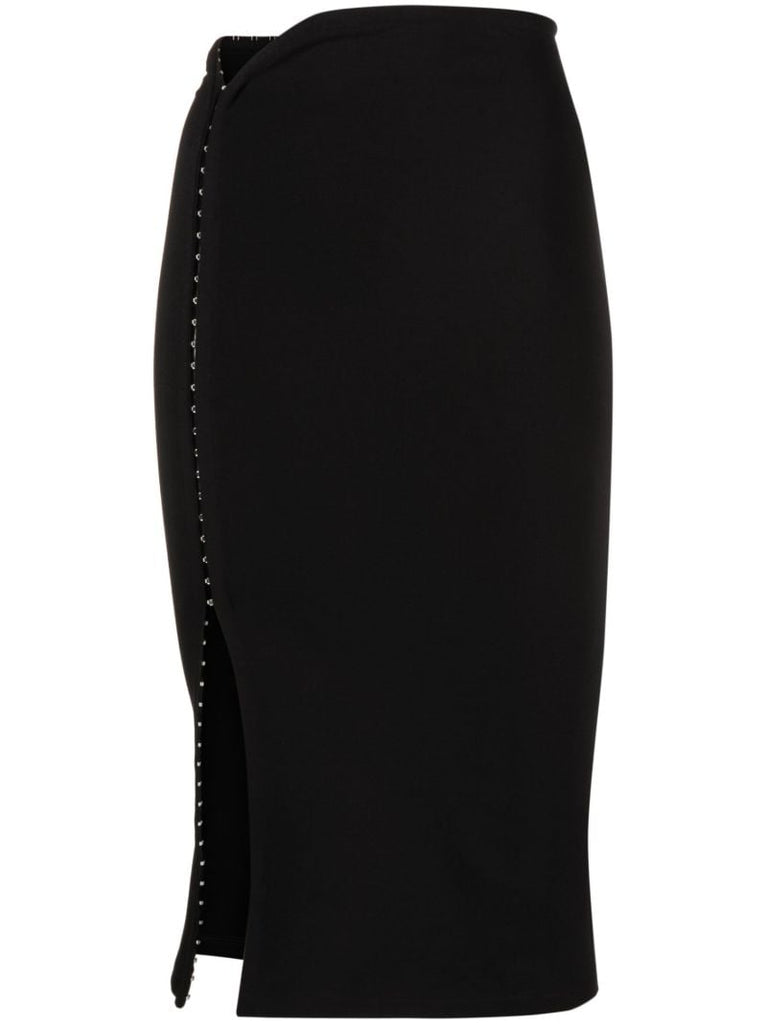 Black Hook and Eye Midi Skirt
