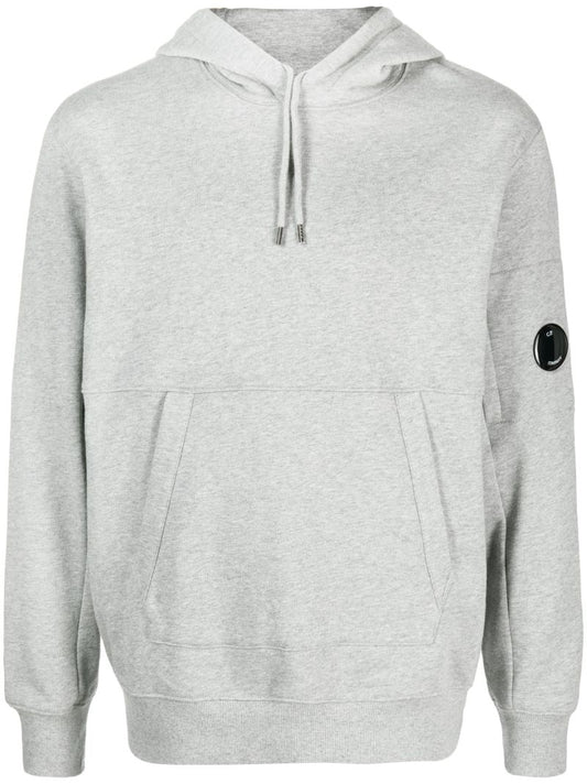 Grey Lens-detail Cotton Hoodie