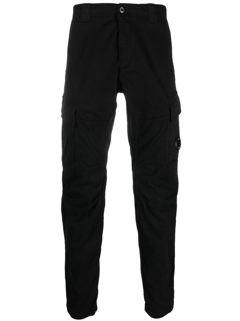 Black Logo-plaque Tapered-leg Trousers