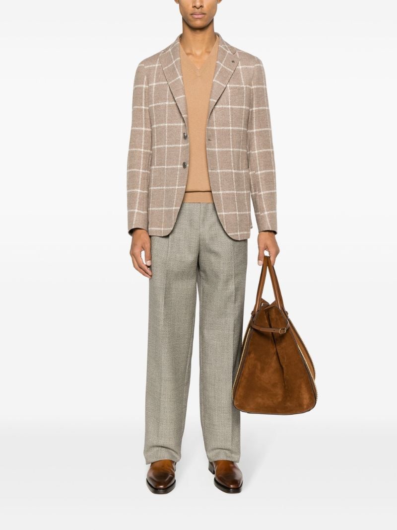 Neutral Tweed Tapered Trousers