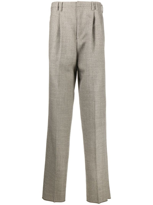 Neutral Tweed Tapered Trousers