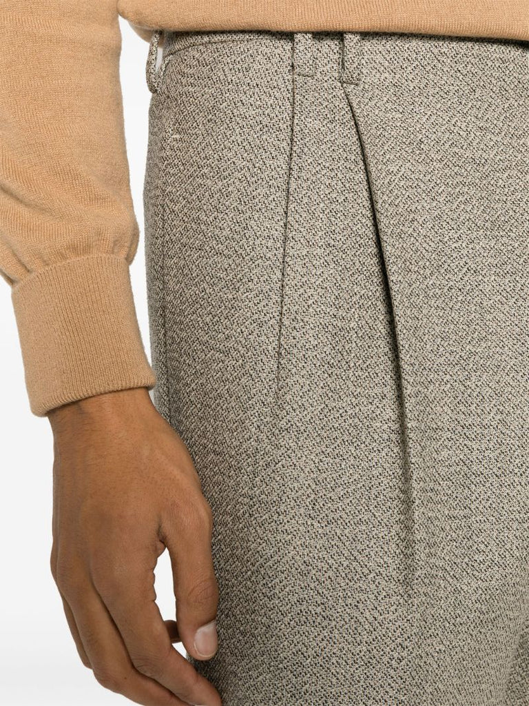 Neutral Tweed Tapered Trousers