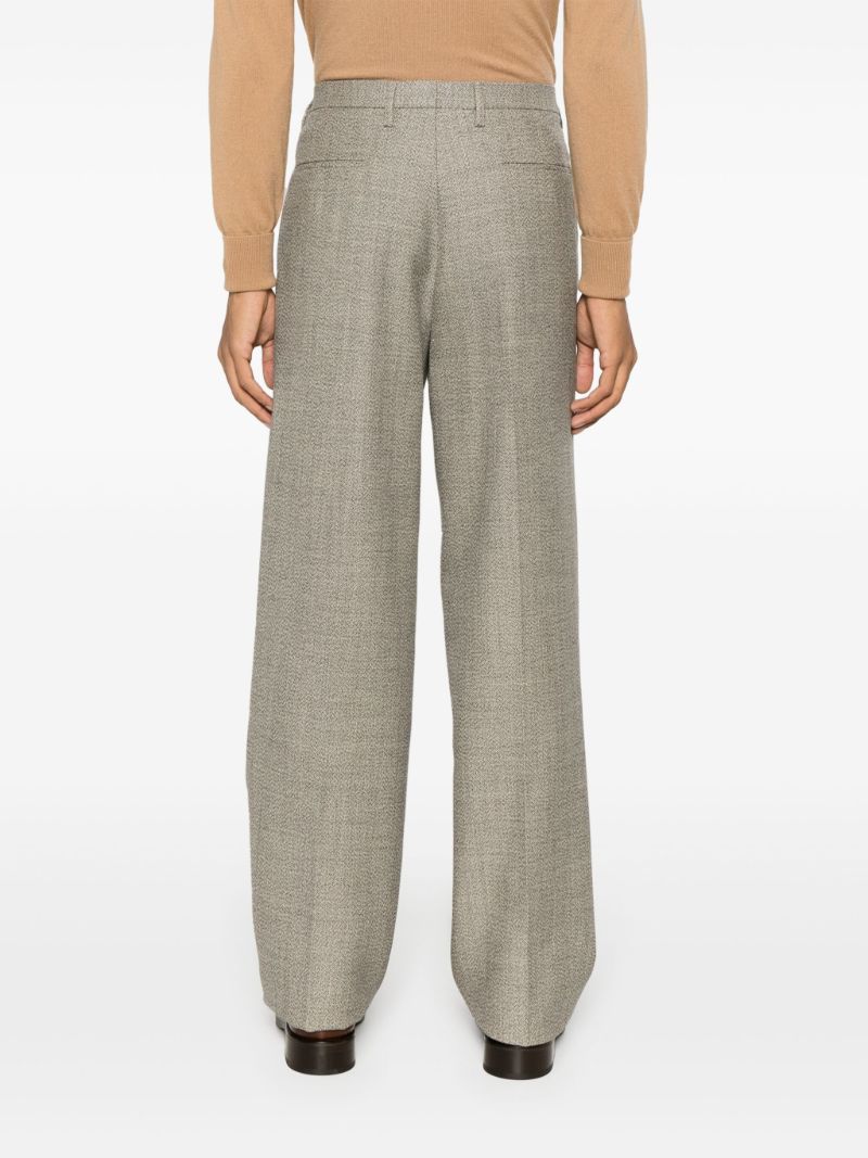 Neutral Tweed Tapered Trousers