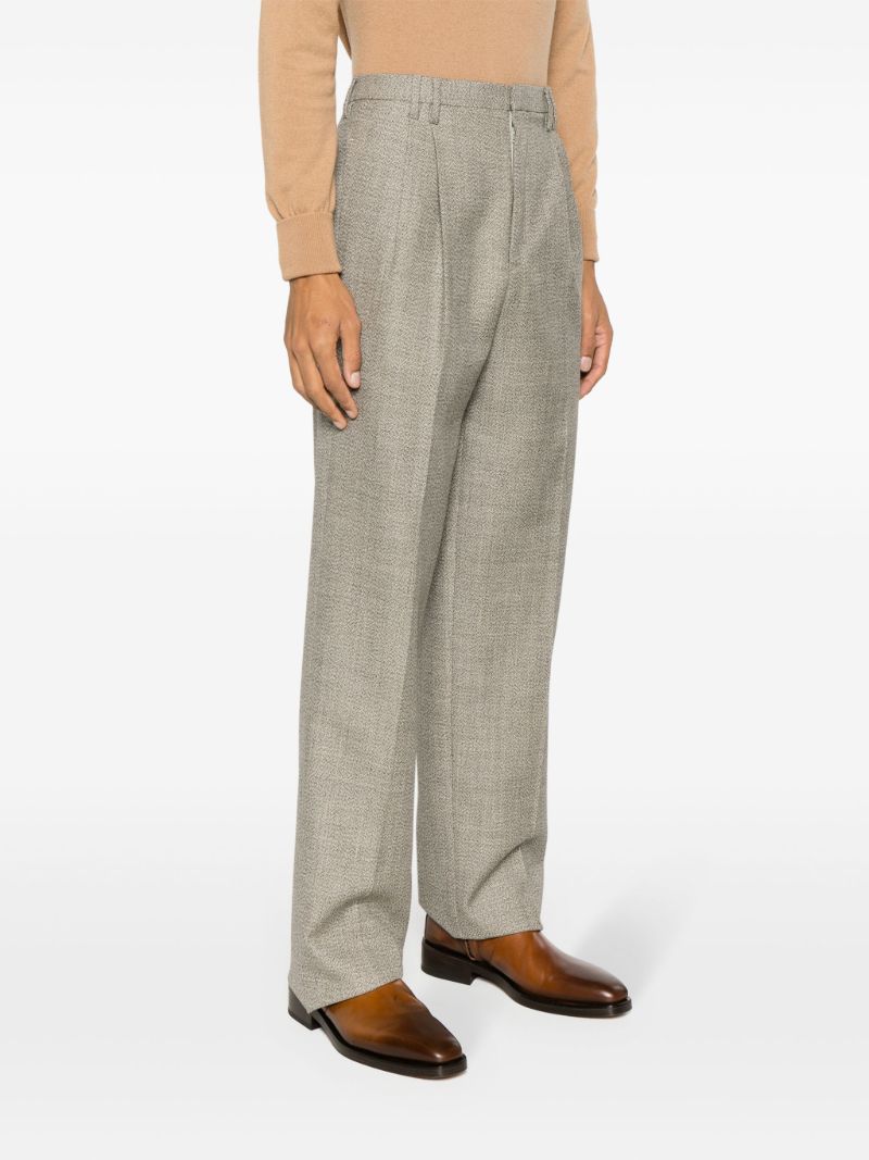 Neutral Tweed Tapered Trousers