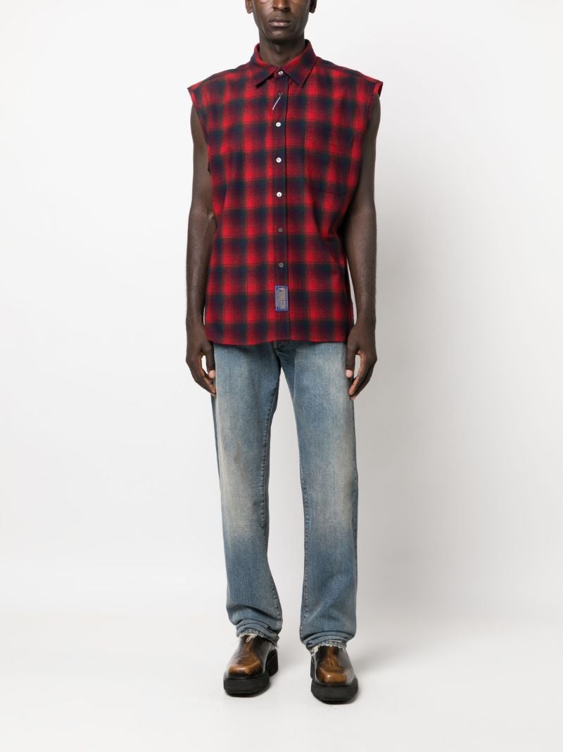Blue Distressed Straight-leg Jeans