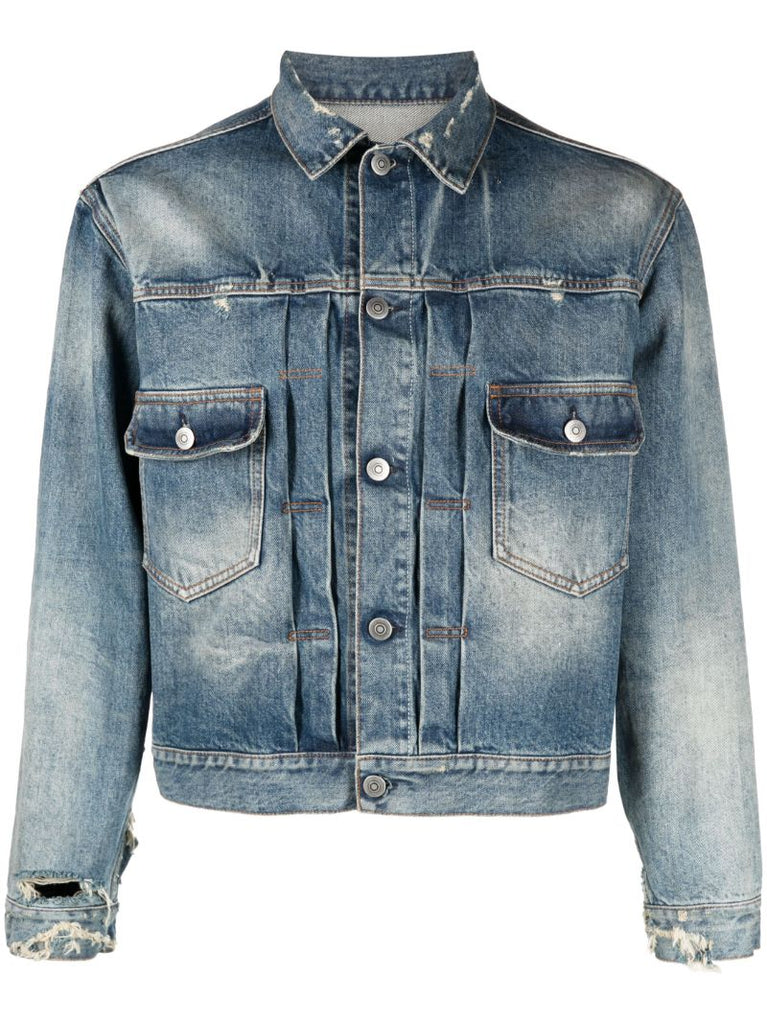 Blue Distressed Denim Jacket