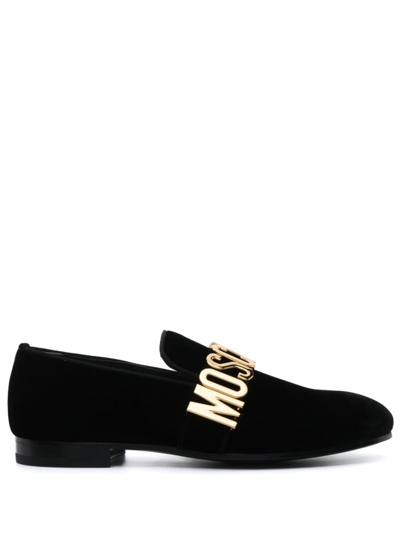 Black Logo Lettering Loafers