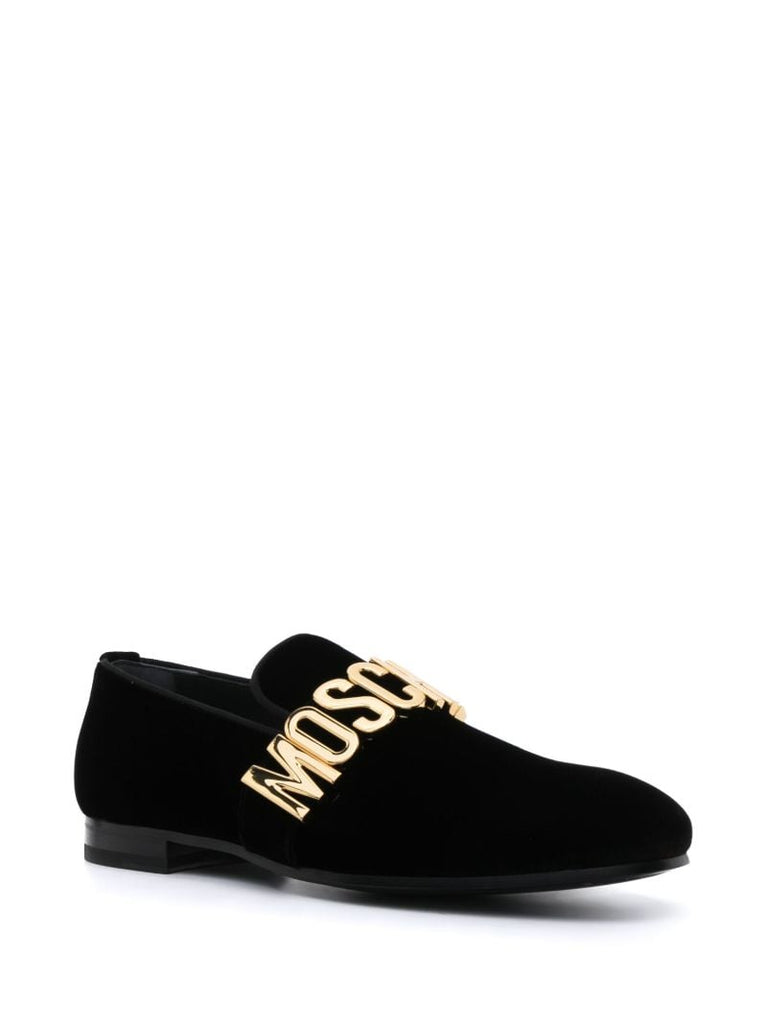 Black Logo Lettering Loafers