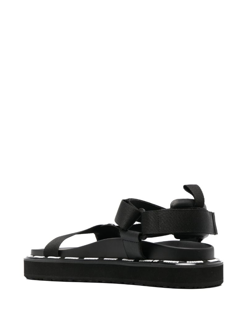 Black Logo Print Sandals