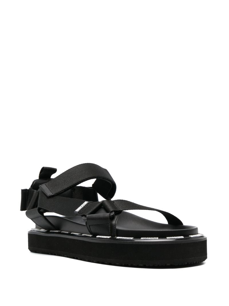 Black Logo Print Sandals