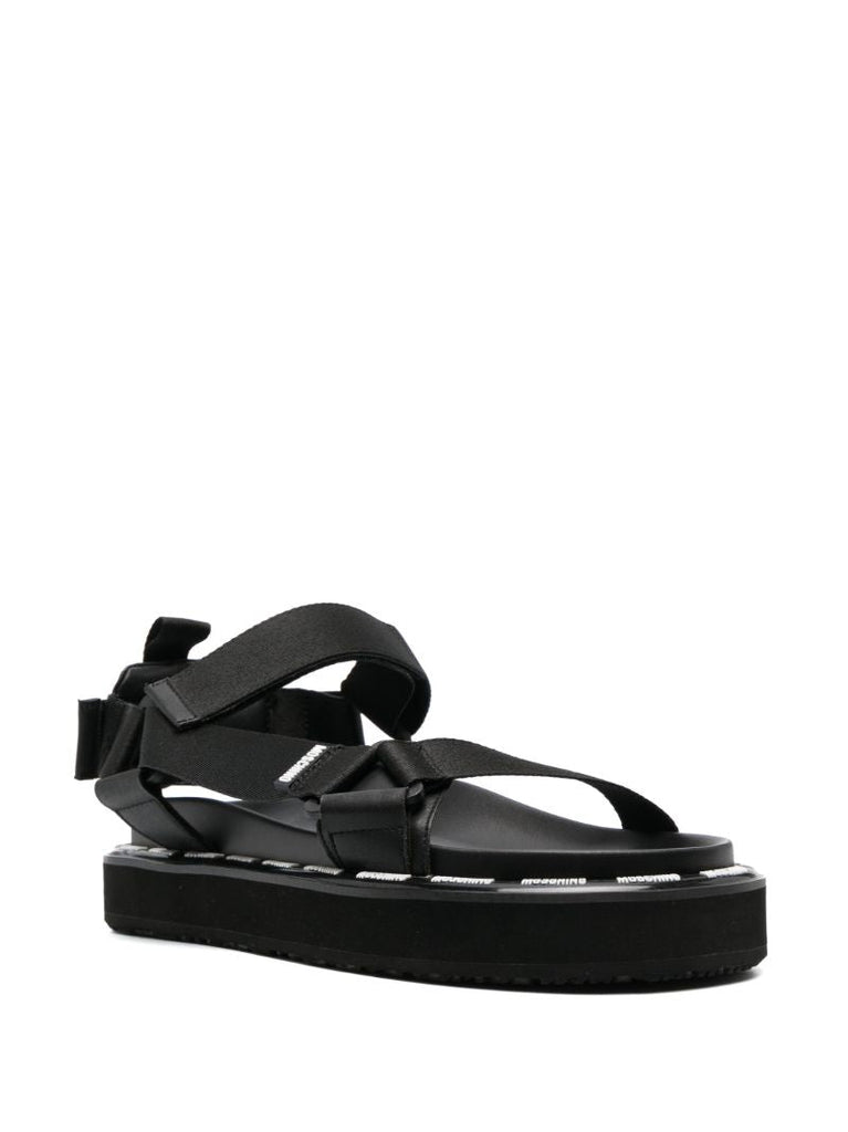 Black Logo Print Sandals