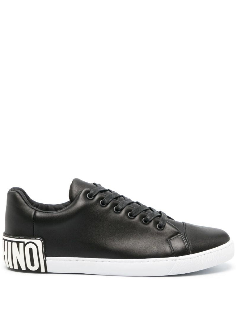 Black Maxi Logo Leather Sneakers