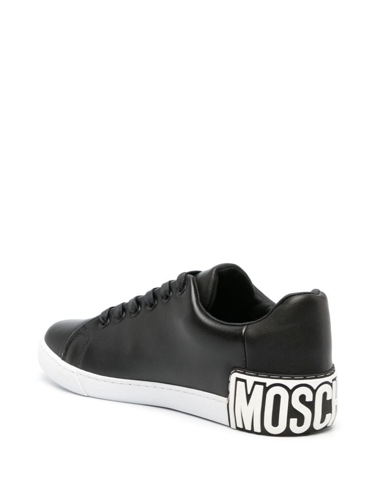 Black Maxi Logo Leather Sneakers