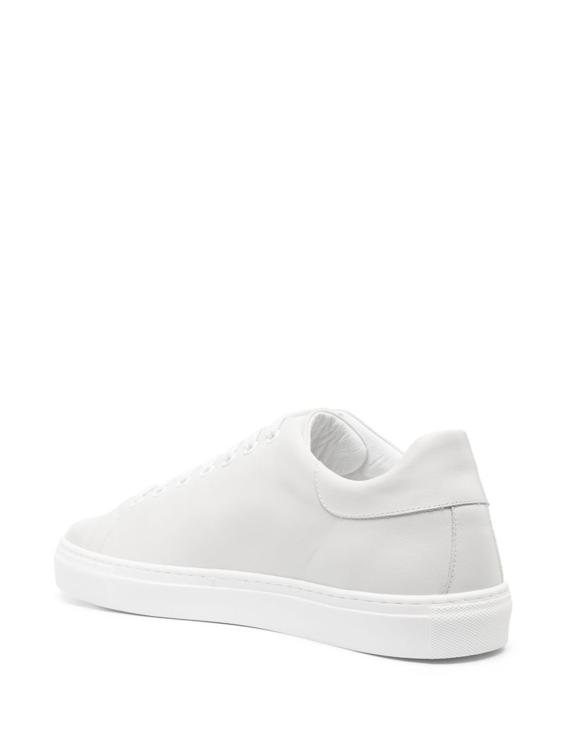 White Logo Print Leather Sneakers