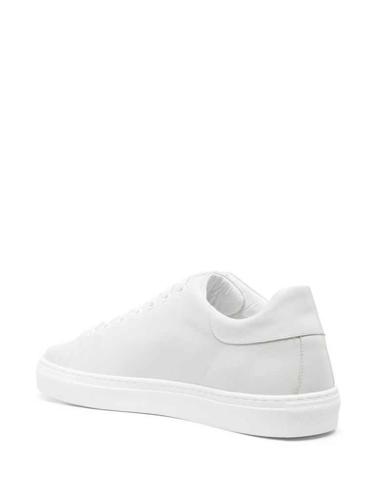 White Logo Print Leather Sneakers