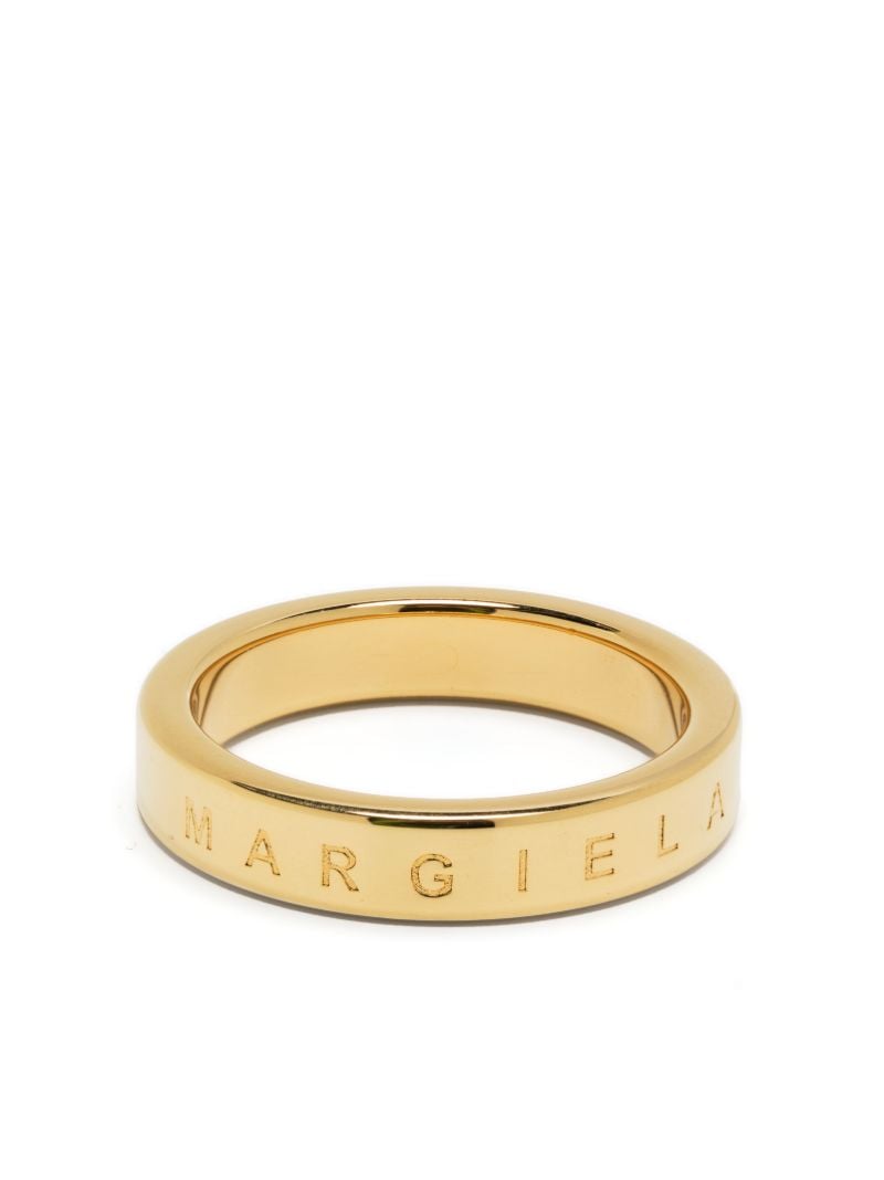 Gold-tone Engraved-logo Band Ring