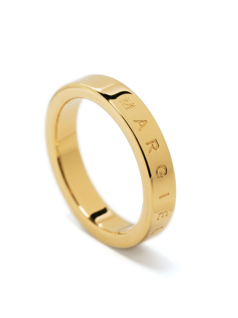 Gold-tone Engraved-logo Band Ring
