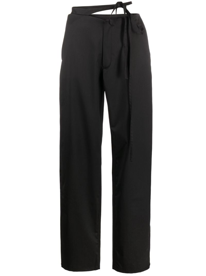 Black Baggy Strap-detail Trousers