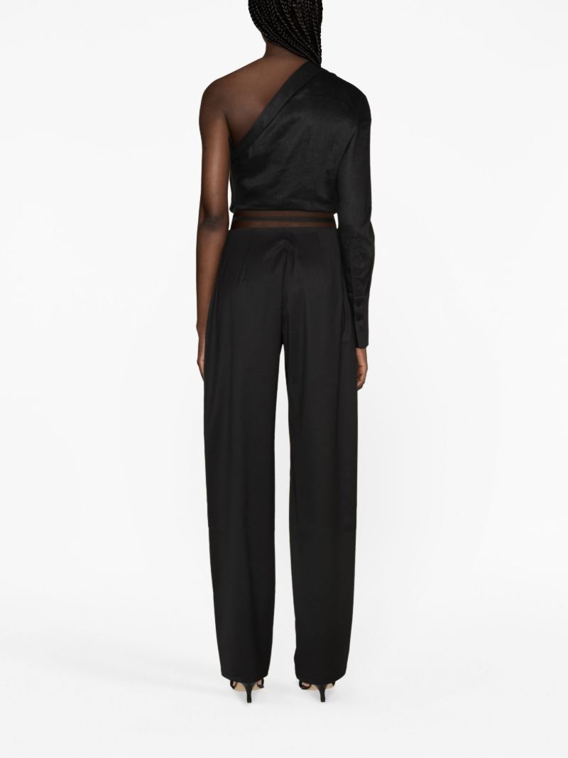 Black Baggy Strap-detail Trousers