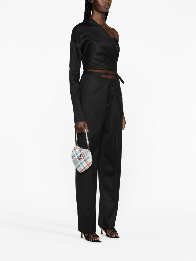 Black Baggy Strap-detail Trousers