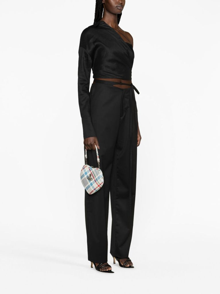Black Baggy Strap-detail Trousers