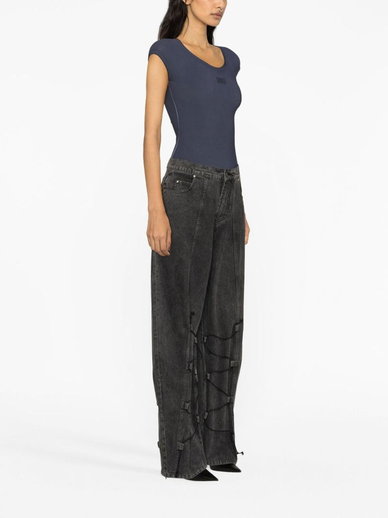 Grey Drawstring Baggy-fit Jeans