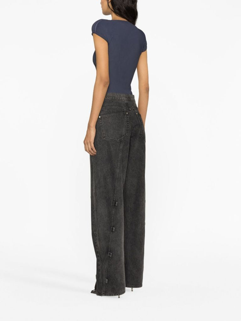 Grey Drawstring Baggy-fit Jeans