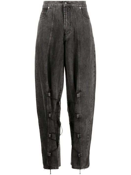 Grey Drawstring Baggy-fit Jeans