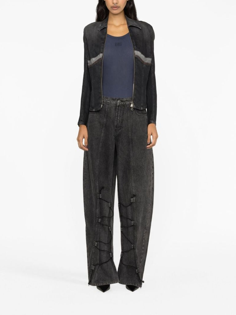 Grey Drawstring Baggy-fit Jeans
