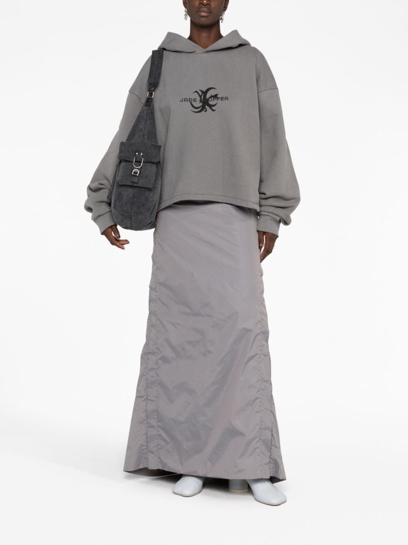 Grey Logo-print Asymmetric Hoodie
