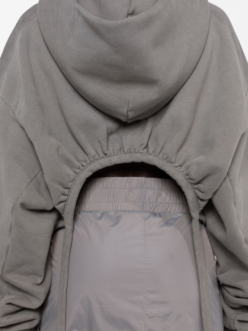 Grey Logo-print Asymmetric Hoodie