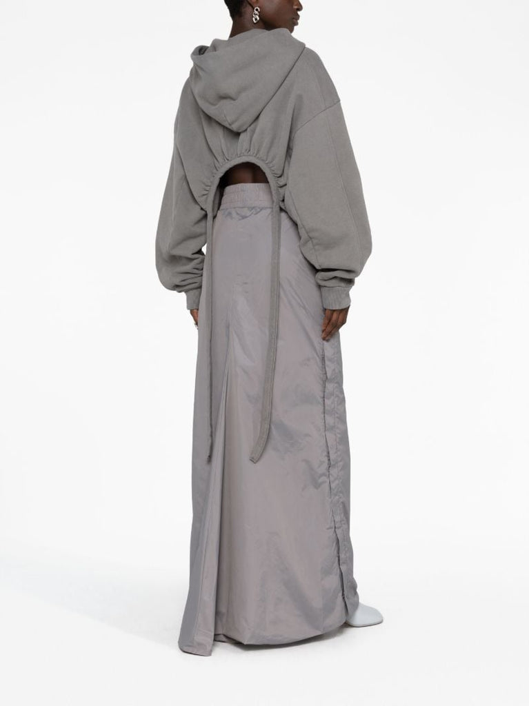 Grey Logo-print Asymmetric Hoodie