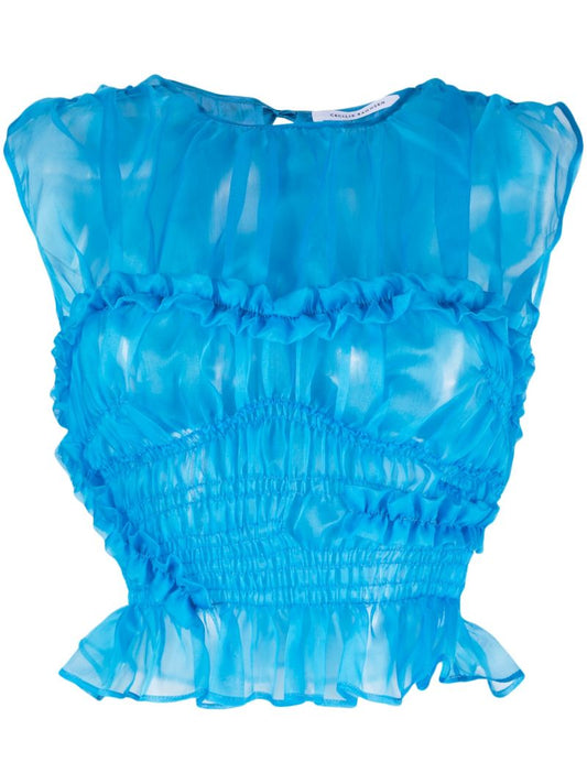 Blue Uphi Silk Organza Top