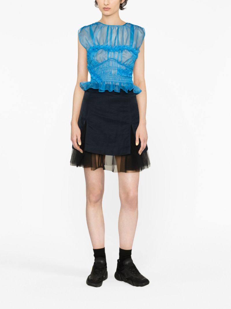 Blue Uphi Silk Organza Top