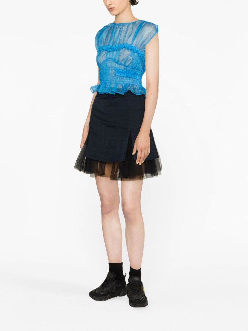 Blue Uphi Silk Organza Top