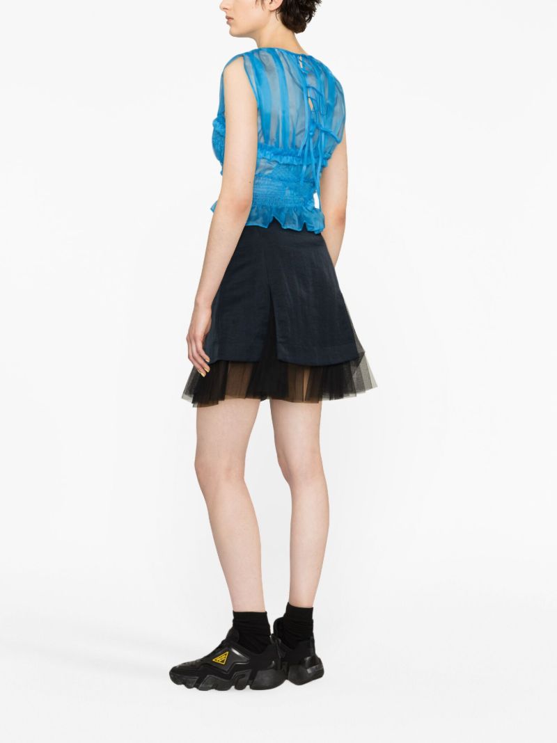 Blue Uphi Silk Organza Top