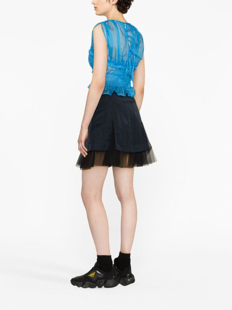 Blue Uphi Silk Organza Top