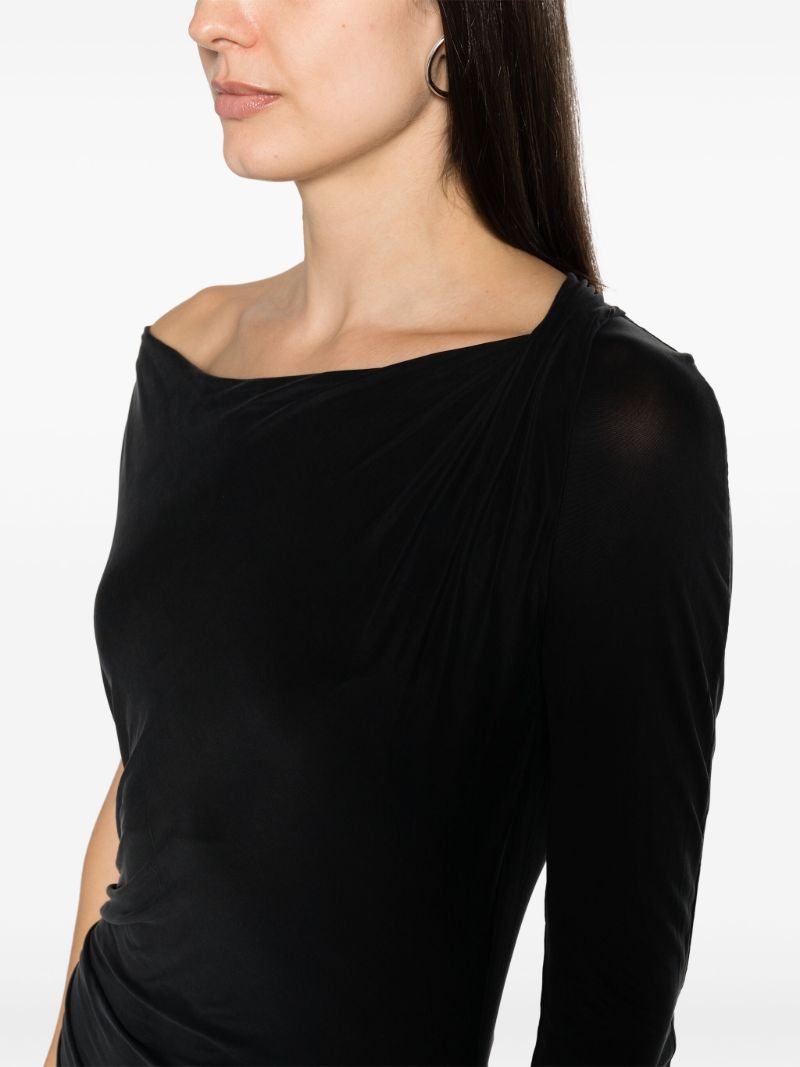 Black Myrtia Ruched Long Dress