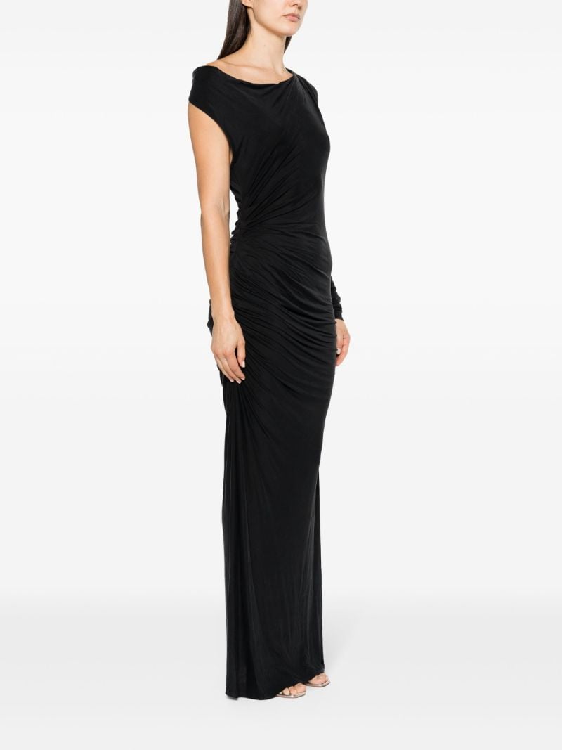 Black Myrtia Ruched Long Dress