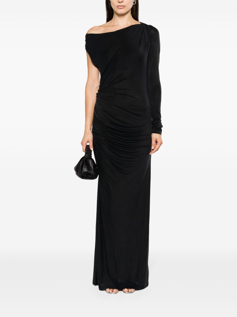 Black Myrtia Ruched Long Dress
