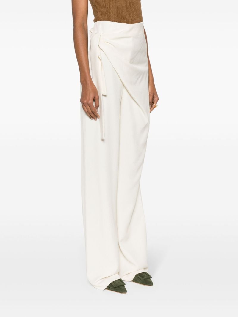Neutral Carlow Draped Straight Trousers