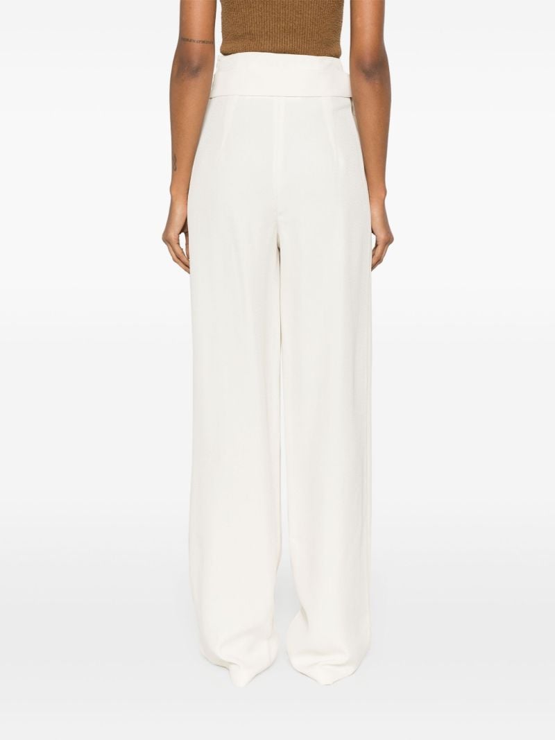 Neutral Carlow Draped Straight Trousers